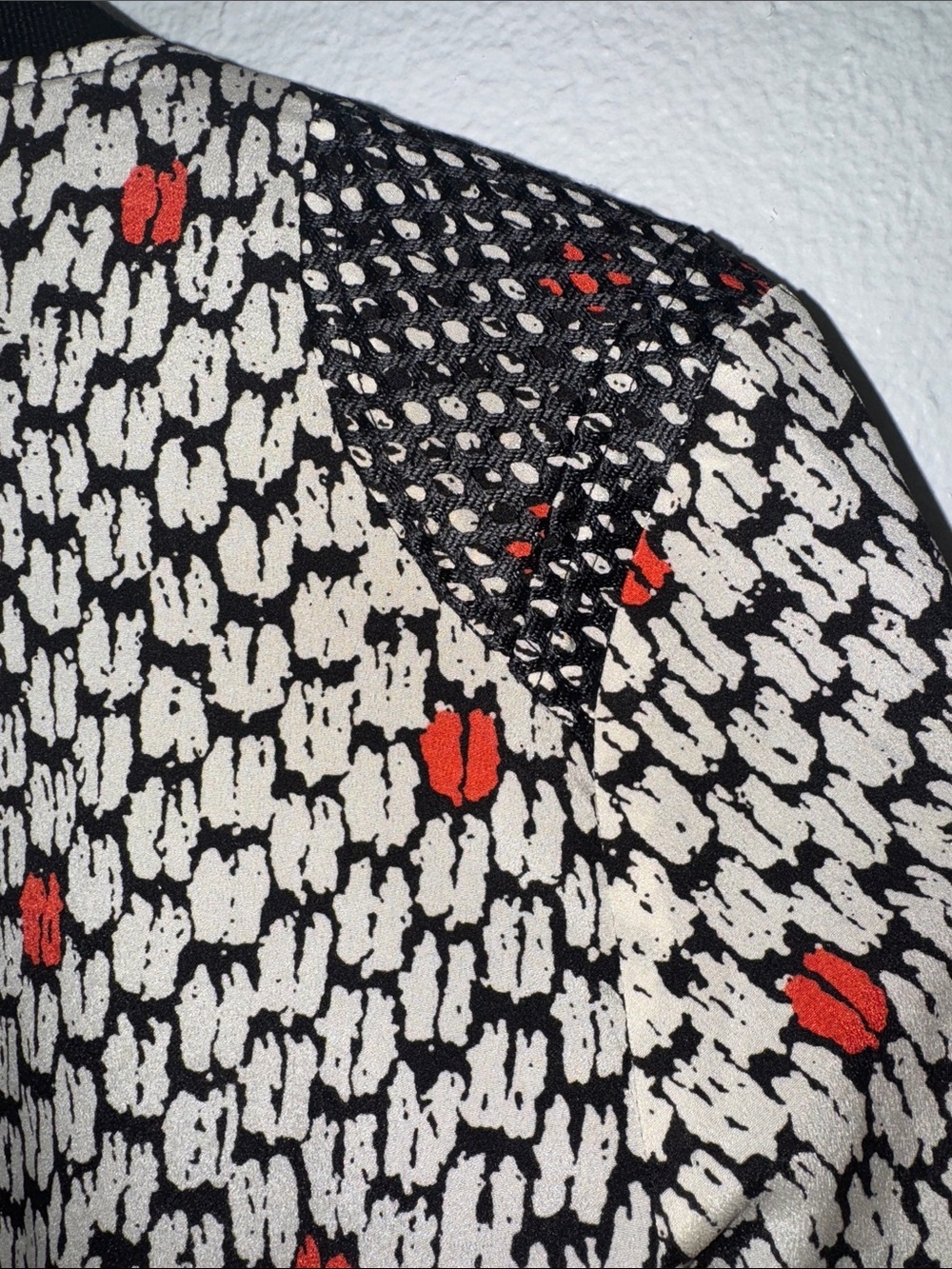 Dance & Marvel Ivory and Black Patterned Bomber with Orange Trim - Picture 6 of 6